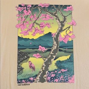 Rare - New Balance Graphic Tee with Cherry Blossom Design - Men’s Medium
